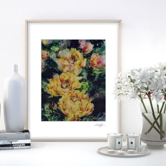 Prickly Pear Cactus Floral Art print in Mat - Picture 1 of 5